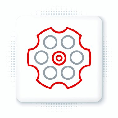 Çizgi Revolver silindir simgesi beyaz arkaplanda izole edildi. Renkli taslak konsepti. Vektör