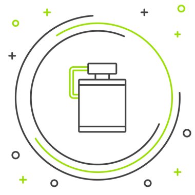 Çizgi Kantin su şişesi simgesi beyaz arkaplanda izole edildi. Turist matarası ikonu. Kampanyada bir kavanoz su kullanıldı. Renkli taslak konsepti. Vektör