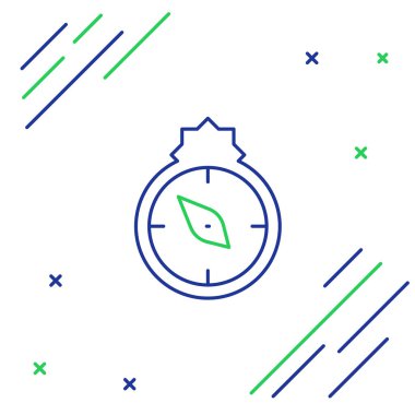 Qibla çizgisi simgesi beyaz arkaplanda izole edildi. Mekke 'deki Kabe' de namaz kılmak için kullanılan İslami Arapça terim. Renkli taslak konsepti. Vektör