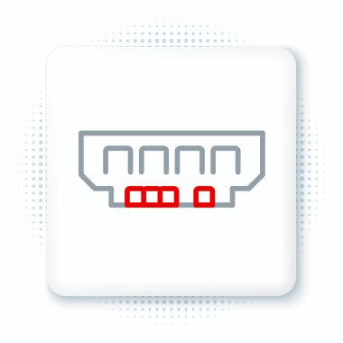 Çizgi RAM, beyaz arkaplanda izole edilmiş rastgele erişim bellek simgesi. Renkli taslak konsepti. Vektör