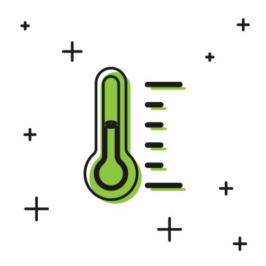 Siyah Sauna termometre simgesi beyaz arkaplanda izole edildi. Sauna ve banyo malzemeleri. Vektör.