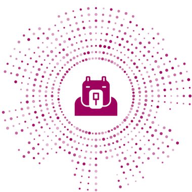 Mor Kutup ayısı baş simgesi beyaz arka planda izole edildi. Soyut çember rastgele noktalar. Vektör.