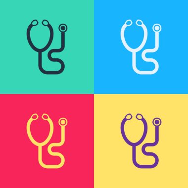 Pop Art Stethoscope tıbbi enstrüman ikonu renk arkaplanında izole edildi. Vektör