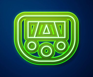 Mavi arkaplanda izole edilmiş harita simgesiyle parlayan neon hattı GPS cihazı. Vektör.