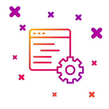 Renk çizgisi Bilgisayar arayüzü simgesi beyaz arkaplanda izole edildi. Uygulama programlama arayüzü API teknolojisi. Yazılım entegrasyonu Kademeli rastgele dinamik şekiller. Vektör.