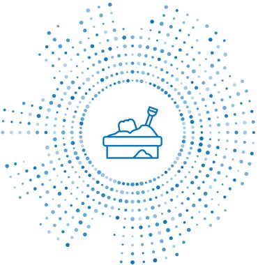 Beyaz zemin üzerinde kum simgesi olan mavi çizgi Sandbox. Soyut çember rastgele noktalar. Vektör.