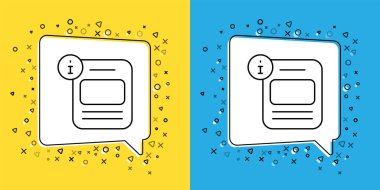 Satır Bilgileri simgesi sarı ve mavi arkaplanda izole edildi. Vektör