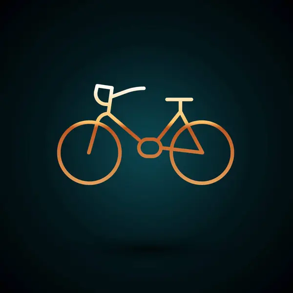Ikon Sepeda Garis Emas Terisolasi Pada Latar Belakang Biru Tua - Stok Vektor