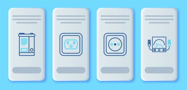 ABD 'de elektrik prizi, araba aküsü ve ampere ölçer, multimetre, voltmetre ikonu ayarlayın. Vektör