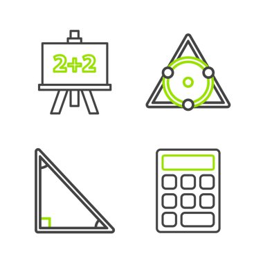 Satır Hesap Makinesi, Üçgen Matematiği ve Chalkboard simgesini ayarla. Vektör