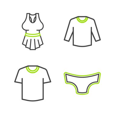 Çizgi Adam iç çamaşırı, tişört, kazak ve atlet ikonu. Vektör