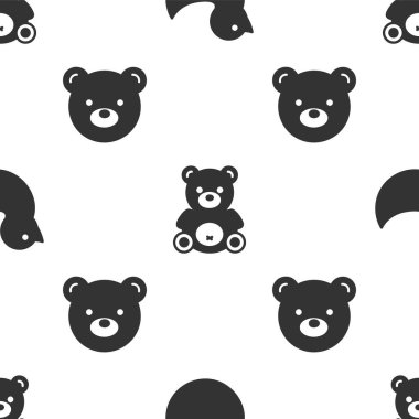 Plastik ördek, peluş ayı peluş oyuncak ve peluş oyuncak kusursuz desenli. Vektör.