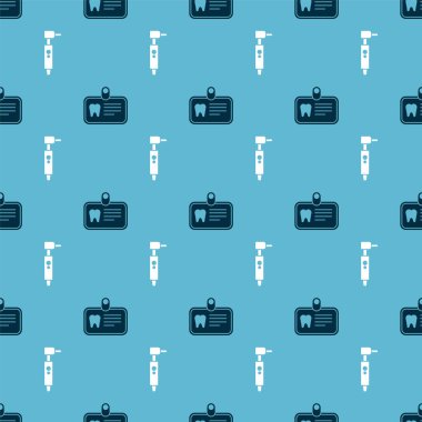 Kimlik kartında diş ve diş matkabını kusursuz desen üzerine kur. Vektör.