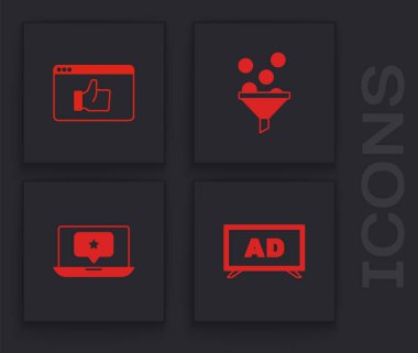 Reklamcılığı, Müşteri Ürünleri sınıflandırmasını, Öncü Yönetimi ve yıldız simgesiyle dizüstü bilgisayarı ayarla. Vektör