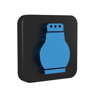 Mavi Tuz ve Biber ikonu şeffaf arka planda izole edilmiş. Yemek pişirme baharatları. Siyah kare düğmesi..