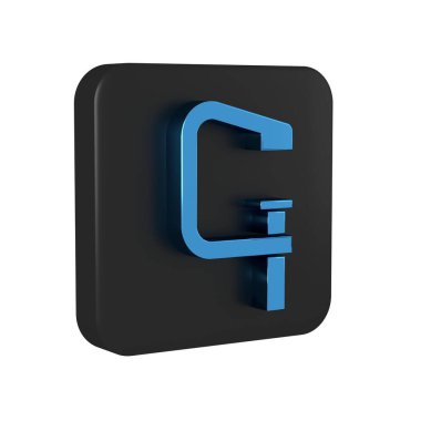 Mavi Kıskaç ve vida araç simgesi şeffaf arkaplanda izole. Çilingir aleti. Siyah kare düğmesi. .