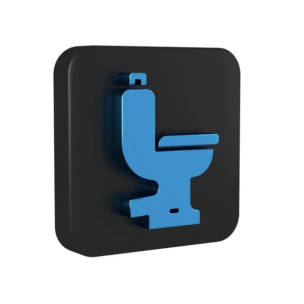 Blue Toilet Bowl Icon Isolated Transparent Background Black Square Button — Stock Photo, Image