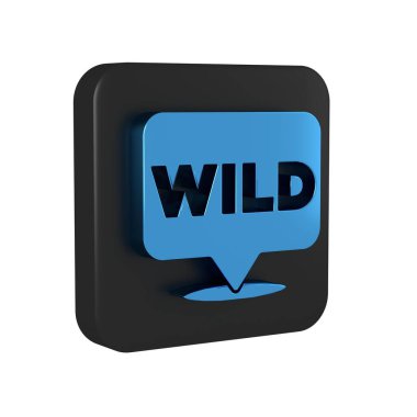 Mavi İşaretçi 'den Vahşi Batı simgesine, şeffaf arkaplanda izole edilmiş. Batı tabelası, mesaj panosu, yön bulma işareti. Siyah kare düğmesi. .