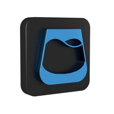 Şeffaf arka planda izole edilmiş mavi bardak viski ikonu. Siyah kare düğmesi. .