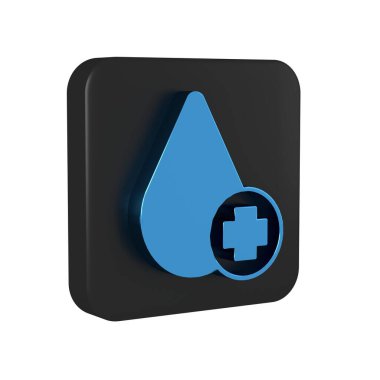 Mavi Bağış, şeffaf arka planda izole edilmiş haç simgesi olan kan damlatır. Siyah kare düğmesi..