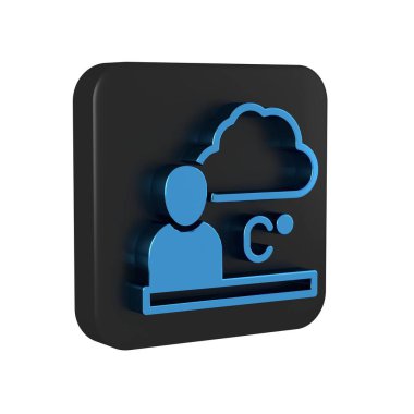 Mavi Hava tahmin simgesi şeffaf arkaplanda izole edildi. Siyah kare düğmesi..