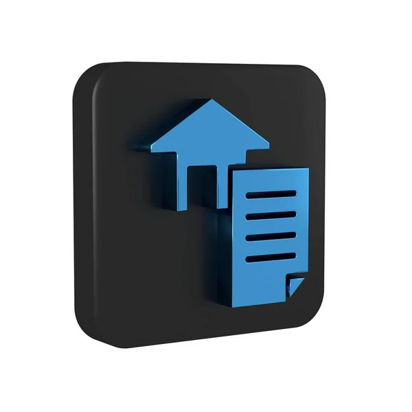Blue House contract icon isolated on transparent background. Contract creation service, document formation, application form composition. Black square button..