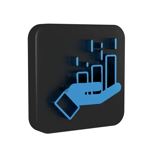 Blue Financial growth increase icon isolated on transparent background. Increasing revenue. Black square button..