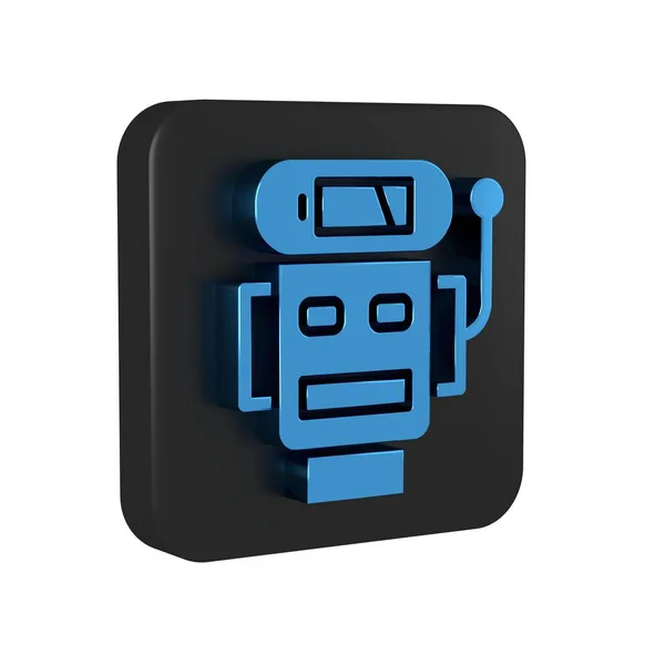 蓝色机器人低电荷图标隔离在透明的背景下 人工智能 机器学习 云计算 黑方按钮 — 图库照片#