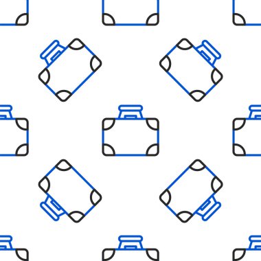 Sıralı evrak çantası ve para simgesi beyaz arka planda izole edilmiş kusursuz desen. İş ilanı. İş portföyü. Renkli taslak konsepti. Vektör