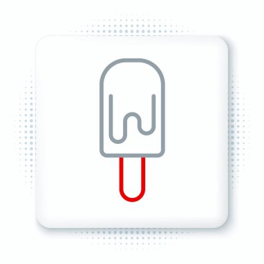 Çubuk ikonundaki çizgi dondurma beyaz arka planda izole edilmiş. Güzel sembol. Renkli taslak konsepti. Vektör