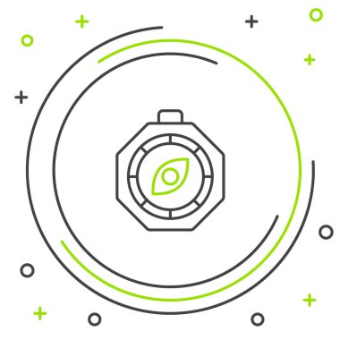 Pusula simgesi beyaz arkaplanda izole edildi. Rüzgâr yön bulma sembolü. Rüzgar gül işareti. Renkli taslak konsepti. Vektör