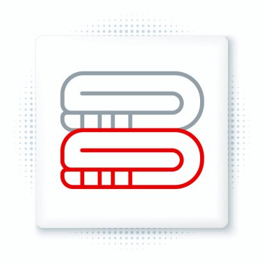 Beyaz arkaplanda çizgi havlu yığını simgesi izole edildi. Renkli taslak konsepti. Vektör