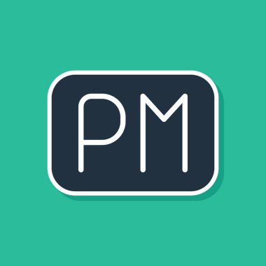 Mavi Gün zaman simgesi yeşil arkaplanda izole edildi. Zaman sembolü. Vektör.