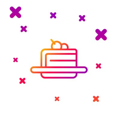 Beyaz arkaplanda renk çizgisi Kek simgesi izole edildi. Doğum günün kutlu olsun. Kademeli rastgele dinamik şekiller. Vektör.