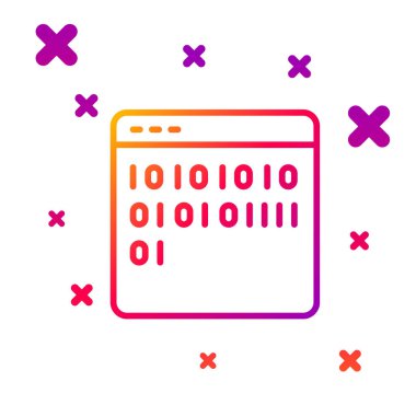 Renk satırı ikili kod simgesi beyaz arkaplanda izole edildi. Kademeli rastgele dinamik şekiller. Vektör.