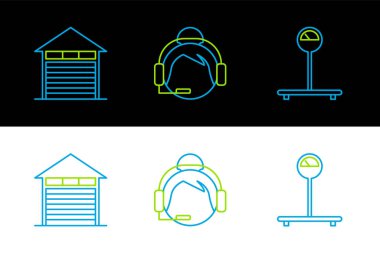 Satır ölçeklendirmesi, kapalı depo ve iletişim simgesinde destek operatörü ayarlayın. Vektör