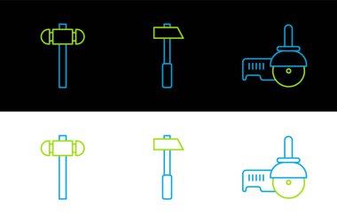 Açılı öğütücü, Balyoz ve Çekiç simgesini ayarla. Vektör