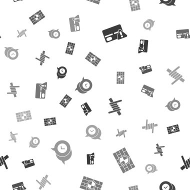 Kredi kartını, tuğladan duvarlı kalkanı, dikenli teli ve dikişsiz şablondaki ses balonunda işaretini ayarla. Vektör