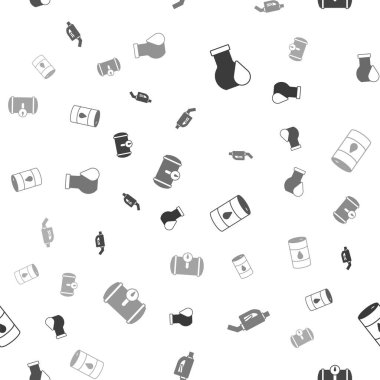 Petrol test tüpü, benzin pompası enjektörü, varil yağı ve tankı kusursuz desenli araç için ayarlayın. Vektör