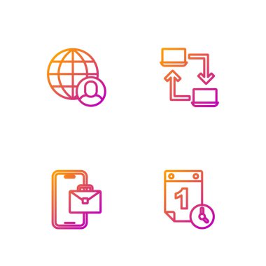 Set Zamanı Yönetimi, Serbest Çalışan ve Çevrimiçi. Renk simgeleri. Vektör