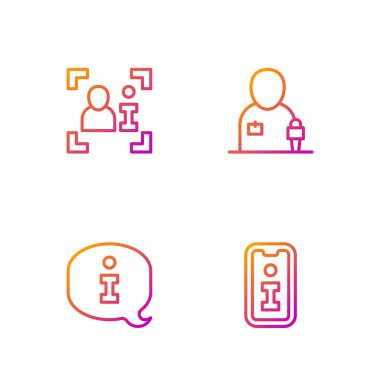 Hat Bilgileri, Televizyon Raporu ve Gazeteci Haberleri. Renk simgeleri. Vektör