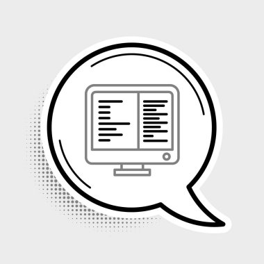 Çizgi Bilgisayar ekranı simgesi gri arkaplanda izole edildi. Elektronik cihaz. Ön manzara. Renkli taslak konsepti. Vektör.