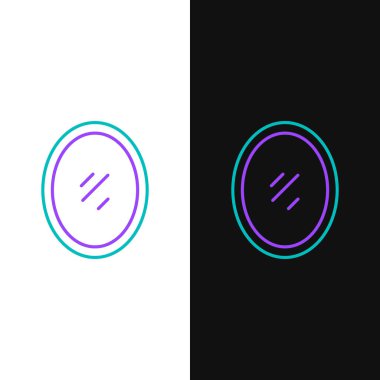 Çizgi aynası simgesi beyaz ve siyah arkaplanda izole edildi. Renkli taslak konsepti. Vektör