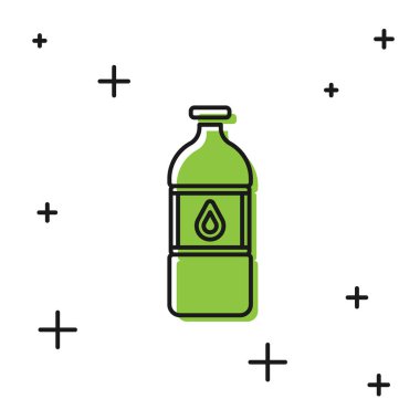 Beyaz arka planda izole edilmiş siyah su ikonu şişesi. Soda su içme tabelası. Vektör.