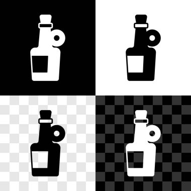 Alkol içeceği simgesini siyah beyaz, şeffaf arkaplanda izole et. Vektör