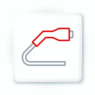 Elektrik kablosu şarj simgesi beyaz arkaplanda izole edildi. Yenilenebilir ekolojik teknolojiler. Renkli taslak konsepti. Vektör