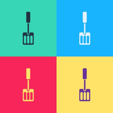 Pop Art Spatula simgesi renk arkaplanında izole edildi. Mutfak spatula ikonu. Barbekü spatula işareti. Barbekü ve ızgara aleti. Vektör.
