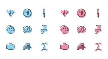 Hat kontrolü motoru, araba araması, hız göstergesi, Chassis arabası, fren sistemi uyarısı, boya spreyi, kalibre ve vites kutusu olan fren diski ayarla. Vektör