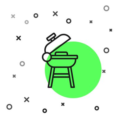 Siyah çizgi ızgara ikonu beyaz arka planda izole edildi. Barbekü ızgara partisi. Vektör