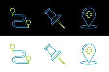 Hat konumunu, güzergahı ve pin simgesini ayarla. Vektör